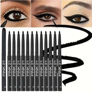 12pcs Waterproof and Sweatproof Black Eyeliner Set - Long-lasting, smudge-proof, ideal for bold eye looks, smooth formula, perfect winged eyeliner - Black, waterproof eyeliner, winged eyeliner, stylish design, smudge-resistant, great gift