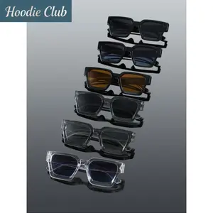 Viral Y2K Chunky Rectangular Sunglasses 6-Pack for Men Retro Thick Frame Aesthetic Shades Multi-color Square Eyewear for Streetwear Festival and Daily Outfits photochromic cycling lens aviator smart audio glass Sports lightweight durable windproof reading