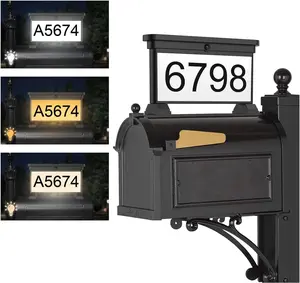 Address Sign,-Sided 3-Color Lighting LED Number Plaque,Waterproof Address Plaque for Topper, Address Numbers Numbers