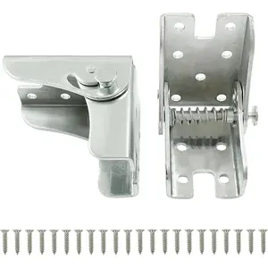 2pcs Folding Hinge Bracket, Self Locking Hinges 90 Degree Foldable Table Bracket, Heavy Duty Leg Fittings Angle Braces for Folding Table, Workbench, Bed Legs (Zinc Plated Silver)