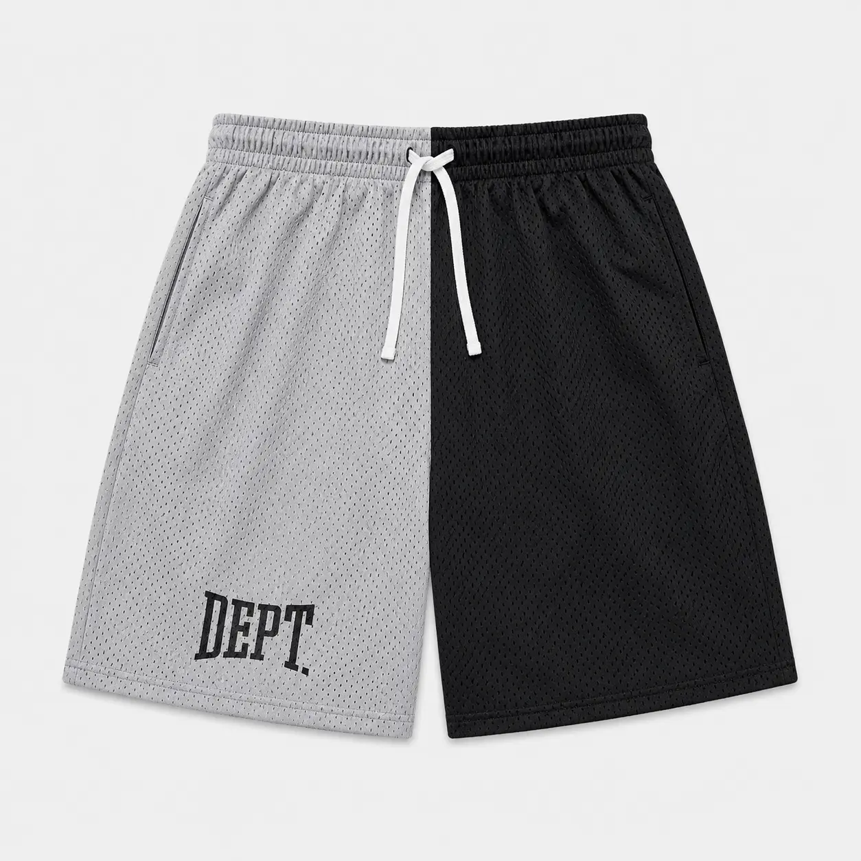 Gallery Dept. Men’s Two Tone Mesh Shorts, Color Block Basketball Style Athletic Shorts, Breathable Streetwear Gym Shorts with Elastic Waist