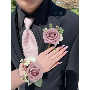 Rinlong Corsage and Boutonniere Set Dusty Rose