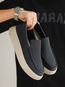 Men's Thick-Sole Loafers, Slip-On Casual Dress Shoes, Comfortable Soft Sole Platform Loafers, Lightweight Height Increasing Business Shoes for Daily Work & Walking Flatform