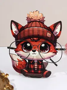 Cute Fox Glasses Holder, Stylish Animal Display Stand, Wooden Print Fashion Frame, Home Office Desk Decor, Perfect Gift for Friends
