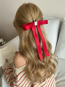Trendy Girls' Multicolor Ribbon Bow Hair Clip, Magnetic No-Damage Satin Hair Accessory, Suitable for Half-Up Hairstyles, Women and Girls