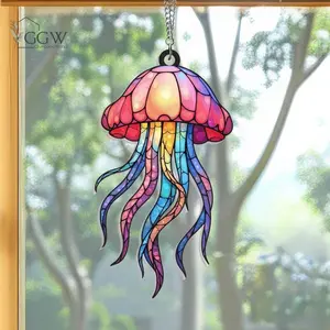 Jellyfish Suncatcher Ornament, Jellyfish Acrylic Window Hanging, Jelly Fish Sun Catcher, Home Decor, Coastal Room Decor, Ocean Sea Lover
