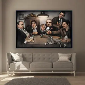 Vintage Gangsters Collage Canvas Art Print - Godfather Goodfellas Movie Poster For Mafia Tv Fans, Ready To Hang