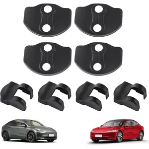 Door Lock Cover Compatible with  Model Y Juniper 2025 2026 & Model 3 Highland 2024 Accessories, 4 count Snap- Door Latch Protector, Anti-Rust TPE Stopper Covers for Interior Upgrade (Black)