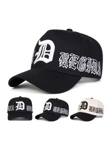 Unisex Gothic D Five-Panel Baseball Hat, Adjustable Sun Protection Casual Cap for Spring & Fall, Outdoor Travel Beach Vacation