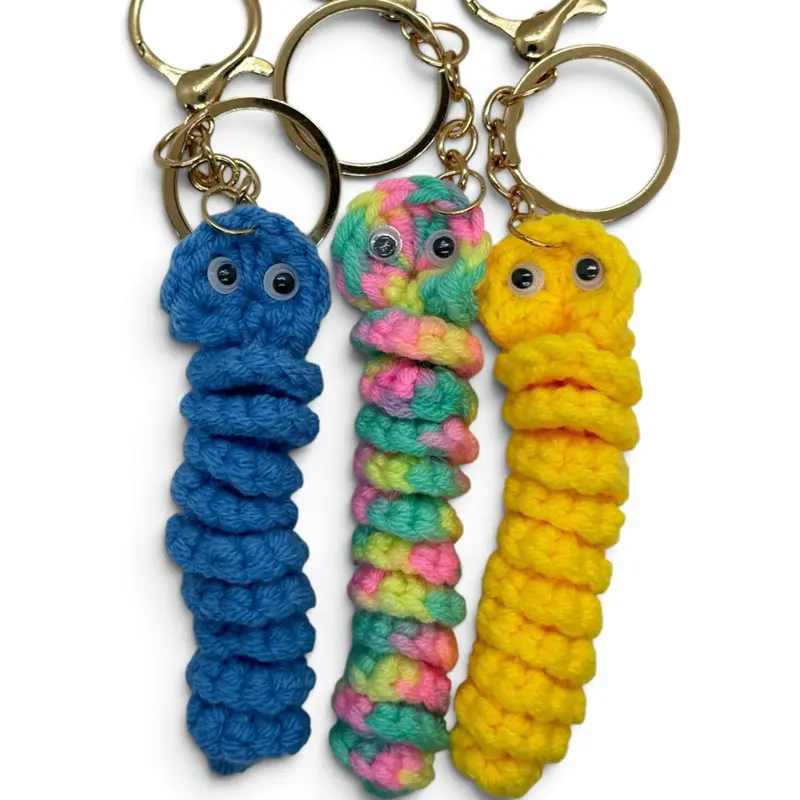 Handmade Worry Worm Keychain Crochet
