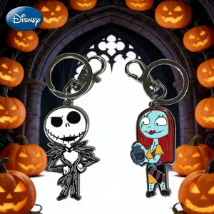 1PC The Nightmare Before Christmas Jack Sally Keychain Officially Licensed Gothic-Vibe Collectible Spooky Skeleton Anime Peripheral Backpack Decoration Car key Pendant Desk Ornament Durable Exquisite Enamel Alloy Gift