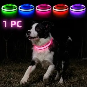 USB Rechargeable LED Dog Collar Lights, Adjustable Comfortable Soft Mesh, Safety Collar for Small Medium Large Dogs, Durable Stylish Design