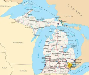 Map of Michigan MI - Reference Map - Peel and Stick Wall Decal