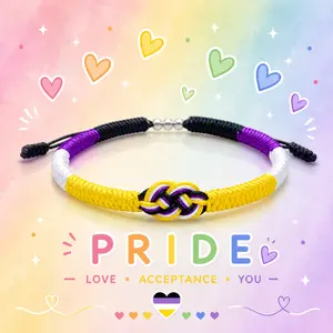 NonBinary Pride Infinity Love Wins, LGBTQAI+ Pride Love Wins Tibetan Wrist Wrap Bracelets, With LGBTQ Surfer String Rope Bracelet for Him and Her, Women Men, Support LGBTQ Community