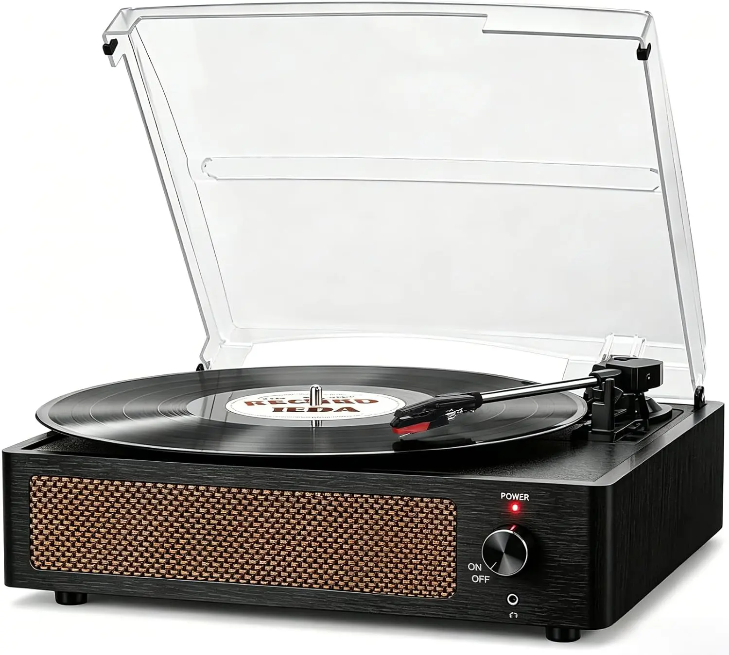 Vinyl Record Player with Speakers Vintage Turntable for Vinyls Records Belt-Driven Turn Table Support 3-Speed, Wireless Playback, Headphone, AUX-in, RCA Line LP Phonograph for Sound Enjoyment