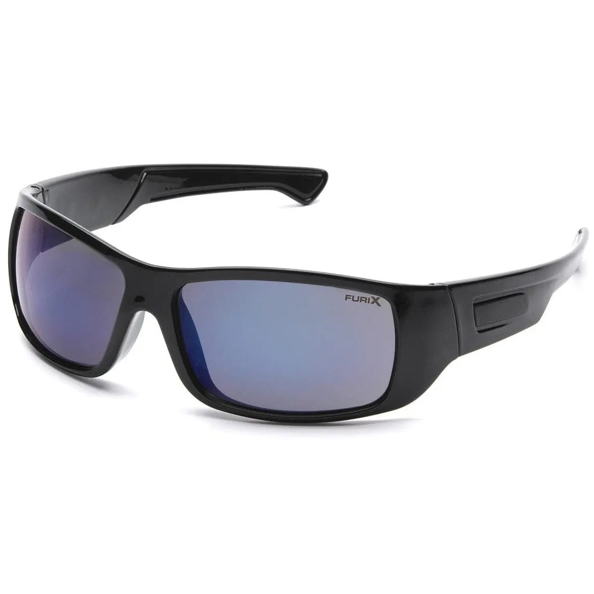 Pyramex Furix Work Safety Glasses - Black Frame, Blue Mirror Anti-Fog Polycarbonate Lenses, UV Protection, Safety Certified Wraparound Sunglass for Everyday Use