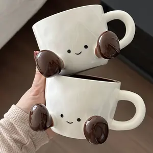 1pc Cute Cartoon Foot Ceramic Coffee Mug with Playful Feet Design - No Assembly Required, Unique Underglaze Decorated, Durable Ceramic Cup for Hot Beverages, Birthday Gift & Souvenir, Hot Beverage Mug | Cute Kitchenware, Coffee Bar Accessories