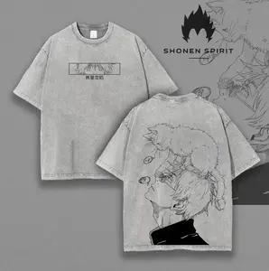 Jujutsu Kaisen Satoru Gojo T-Shirt - The Honored One Gojo JJK Acid Wash Black Vintage Style T-shirt, Anime Inspired Tee, Gojo Cosplay Cool Shirt For Boys Streetwear Tops