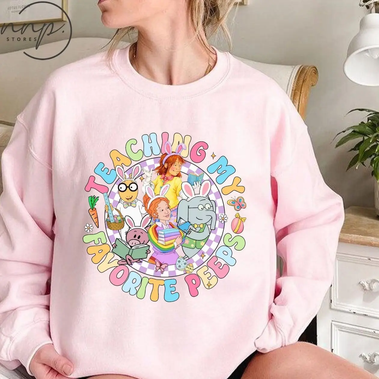 Teaching My Favorite Peeps Children's Book Teacher Easter Day T-shirt, Teacher Tee, Easter Bunny Sweatshirt Retro Easter Tee A