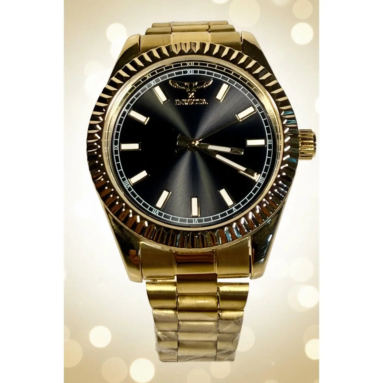 69006 Invicta Specialty I Black Dial Yellow Gold Tone 40mm Stainless Mens Watch
