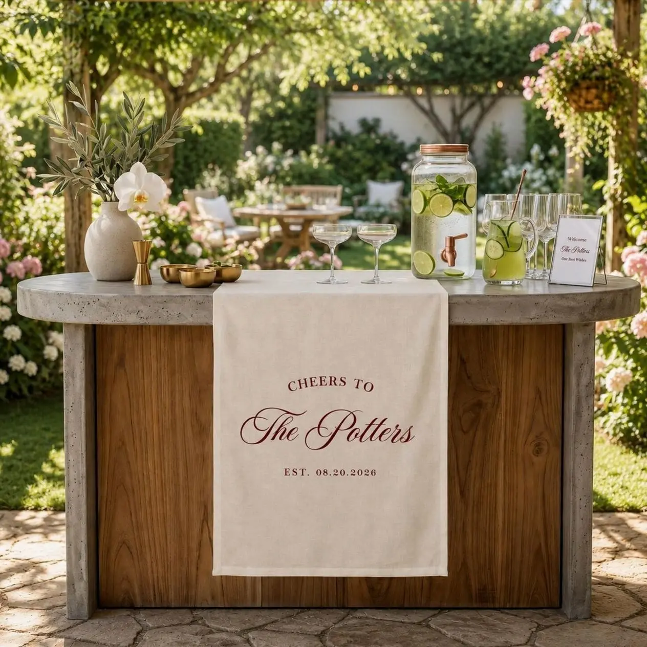 Custom Bar Event Sign, Custom Wedding Bar Sign Banner, Elegant Wedding Bar Banner, Custom Bar Table Decor, Fabric Bar Menu Banner