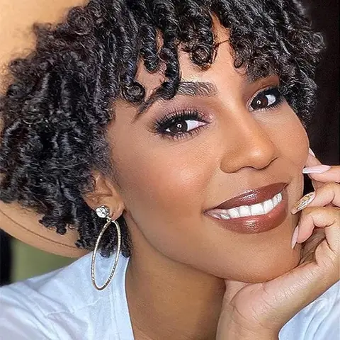 6 Inch Short Afro Coily Curly Hair Synthetic Hair Topper, Gorgeous Fluffy Afro Kinky Wigs for Women, Synthetic Dreadlock Wigs for Party, Daily Use, Synthetic Hairpiece