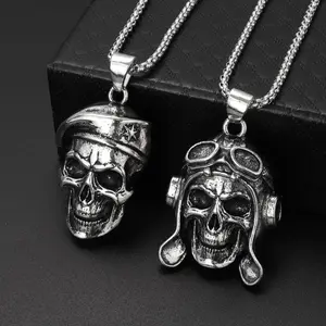 New Trendy Hip-hop Nightclub Performance Navy Skull Street Dance Necklace Personalized Art