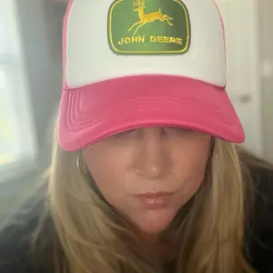 John Deere Hat with Classic Logo Design in Pink and White Trucker Style