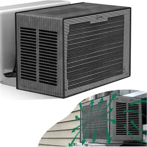 Air Conditioner Covers for Outside: U Shaped Window Air Conditioner Cover, AC Mesh Cover for Outside Unit, 8000BTU, 12000BTU, Easy Air Flow, Anti-Leaf, Breathable, Black, 20" x12.2" x13.4"