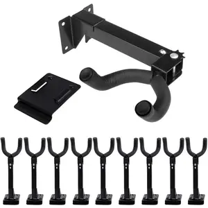 Guitar Hanger Wall Mount Hook Stand 180? Adjustable w/Slat Wall Adapter 10 count