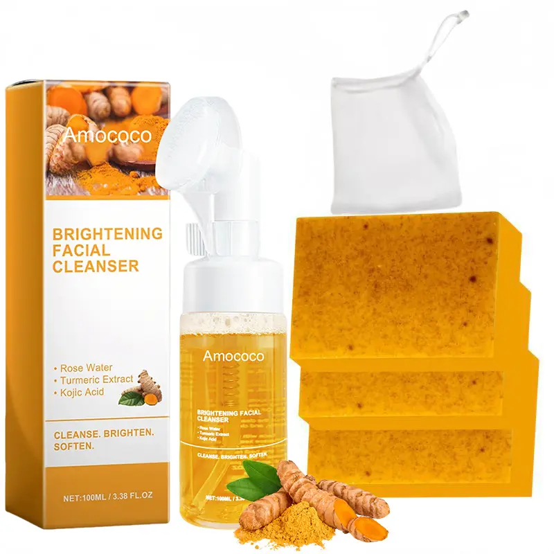 Turmeric Clean Care Collection - Turmeric Cleansing Mousse & Facial Soap, gentle radiance. For facial cleansing, helps remove excess oil, leaving skin clean, refreshed, soft, smooth, and radiant, revealing a naturally healthy texture.