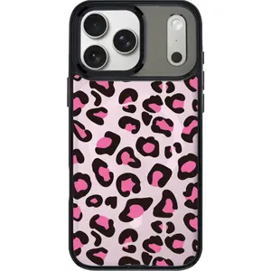 THE HOOD Pink Leopard GoldenSnap Magnetic Interchangeable Protective Phone Case Compatible with MagSafe, Cute Pink Heart & Bow Print Case for iPhone 17 Pro Max / iPhone 17 Pro / 17 / Air / 16 Pro Max / 16 Pro / 15 Pro Max / 15 Pro