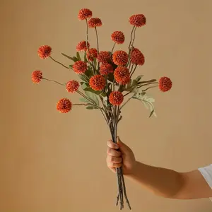 6pcs Realistic Rayon Autumn Dandelions Decoration, Perfect for Indoor and Outdoor Autumn Thanksgiving Wedding Party Decor, Outdoor Artificial Flowers
