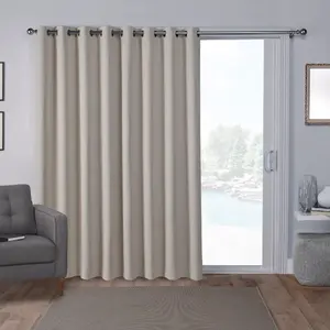 84"x100" Sateen Blackout Extra Wide Grommet Top Single Curtain Panel Linen - Exclusive Home