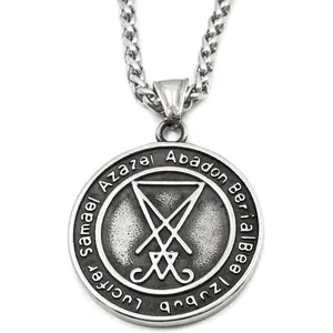 Lucifer Pendant Necklace Stainless Steel Satanic Inverted Pentagram Jewelry Men Women