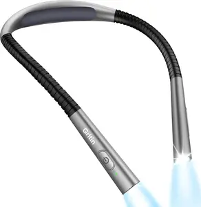Book Light, Eye Caring 4-Color & 5-Brightness Neck Light Reading Light- Stepless Dimming,30-min Timer,80+ Hrs Runtime,Bendable Round Neck Design, Lightweight for Reading, Knitting, RepairingGift.