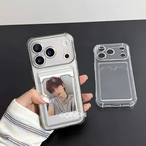 Transparent Card Holder iPhone 17 Case, Cover, Compatible with Apple 17 Pro Max, Air, DIY Photo Album, Soft Silicone Anti-Drop Design