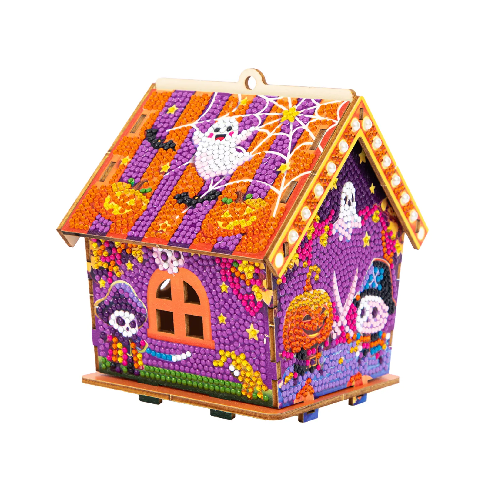DIY Diamond Art Craft Kits - Halloween Themed House Block Needlework Toy for Adults, Ghosts & Pumpkins Diamond Pattern, Halloween Collectibles, Spooky Desk Display Decor, All Seasons DIY Needlework Activity, Spooky Decor