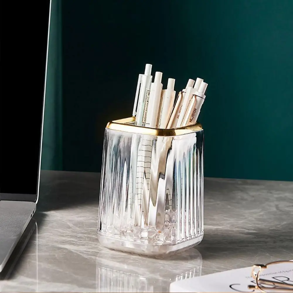 Clear Pen Holder, Modern Desktop Makeup Brush & Pen Holder, Stationary Organizer Holder, Desk Organizer for Home Office, Stationery Organizer, Desk Organizer Tidy, Desk Supplies, Office Accessory, Desk Gadgets
