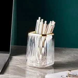 Clear Pen Holder, Modern Desktop Makeup Brush & Pen Holder, Stationary Organizer Holder, Desk Organizer for Home Office