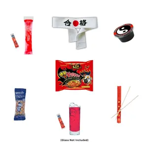 Dam Son Spicy Noodle Challenge with Sweat Bandana, Tap-out Secret Sauce, Taleen Japanese Peanuts, 8oz Popsicle, 2x Chery Flavor Kool-aid pkgs and Chop-sticks