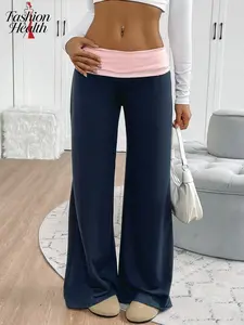 2026 Spring Summer Fashion Low Waist Patchwork Casual Sporty Wide Leg Pants, Trendy Cross-Border Clothing for Men Women
