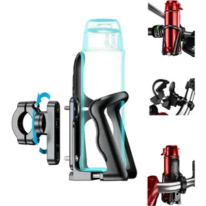 Bicycle Water Bottle Holder for Bike & Motorcycle, Adjustable Bike Water Bottle Cages Fit for Diameter 2'' - 3'' Cup, Compatible with Handlebars or Tubes 20mm to 35mm in Diameter