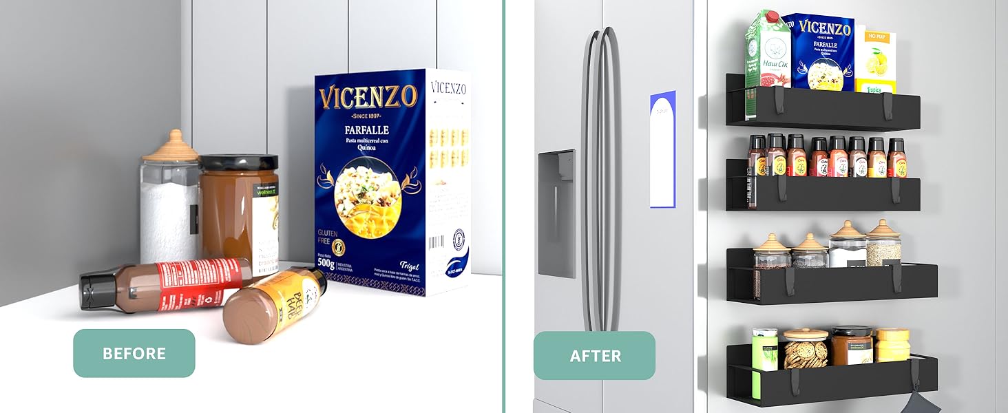 2 Pack Magnetic Spice Rack for Refrigerator, Moveable Magnetic Spice Racks, Kitchen Storage Rack, Suitable for Refrigerators, Microwave Ovens, Washing Machines, Saving Storage Space