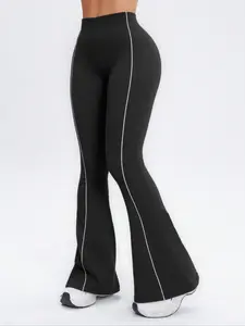 Women's High Waisted Flare Pants, Stretchy High Waist, Tight Yoga Pants, Flared Leggings, Slimming Body Shape Design, Casual Romantic Style, Spring & Fall Fashion, Fitness Yoga Pants, Casual Comfy Sporty