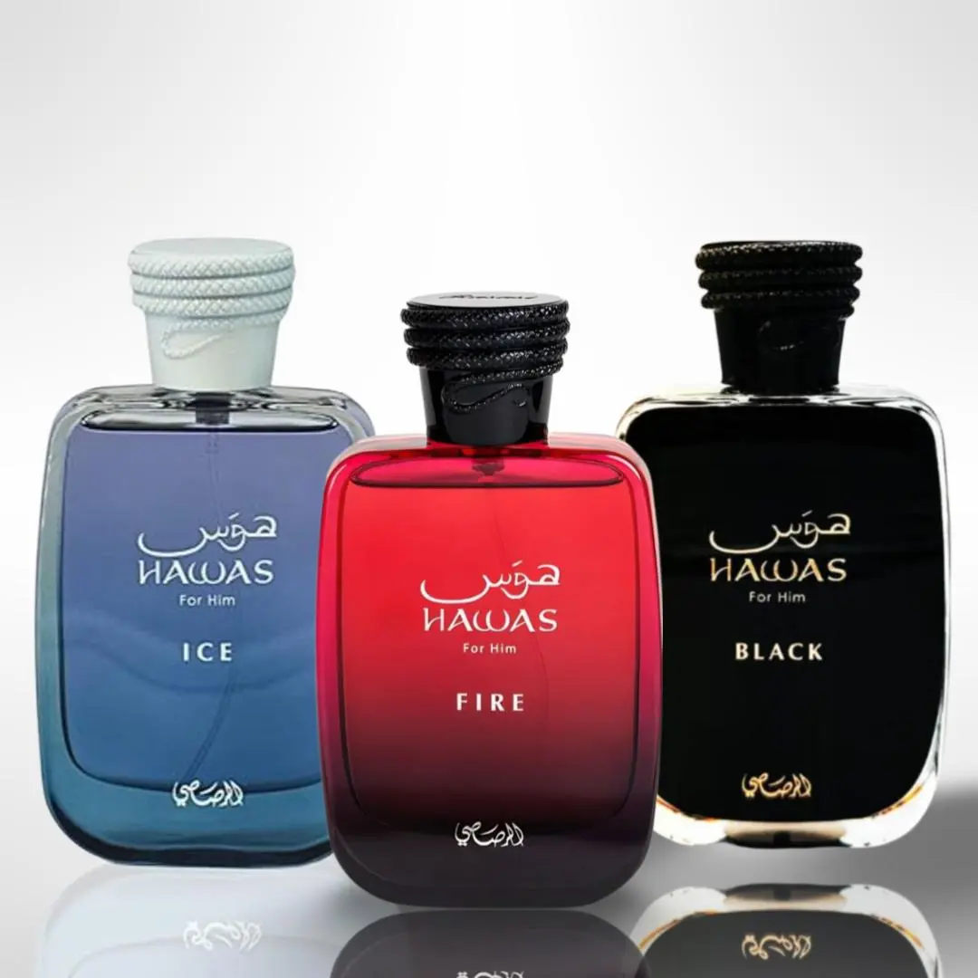Rasasi Hawas Multi-Pack Fragrance Gift Bundle - Dark Black Perfume