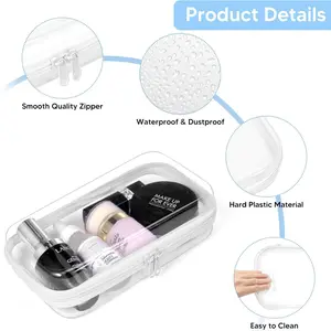 Clear PET Hard Shell Storage Bags, 3 Sizes Transparent Waterproof Zipper Pouch, Food-Grade Anti-Crush Organizer for Travel Cosmetics, Toiletries, Electronics, Makeup, Home Organization, Carry On Case