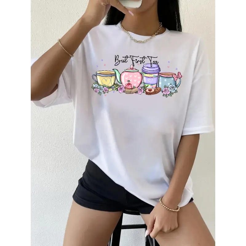Women's wh180g Combed Cotton Round Neck Boxy Fit Streetwear Tee - Digital Printed Funny Graphic, Light Soft Sun-Ready Casual Top, Tropical Fashion, Boxy & Light T-Shirts, COD Available, Boxy Women's T-Shirts