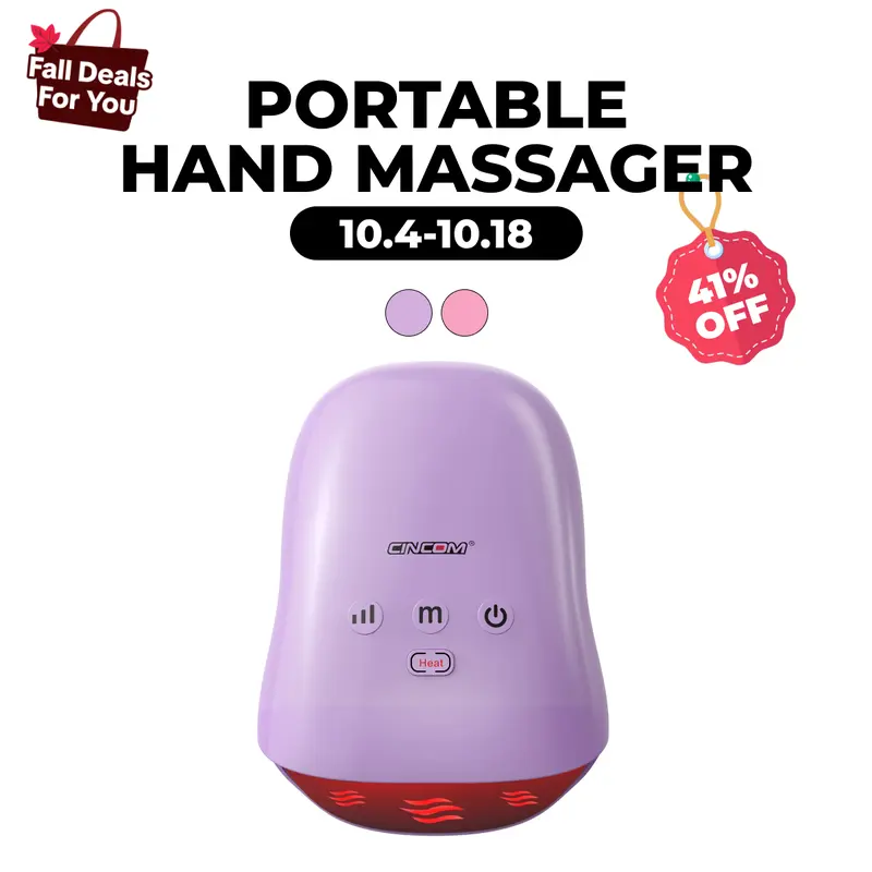 CINCOM Heated Hand Massager, Soothing Warmth for Your Daily Wind-Down, Cordless Design with Adjustable Settings, Black Friday & Christmas Gifts