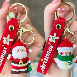 New Cute Santa Claus Dwarf Snowman Christmas Tree Elk Gingerbread Man Keychain Cartoon Key Chain Car Pendant Schoolbag Pendant Decoration Christmas Gift